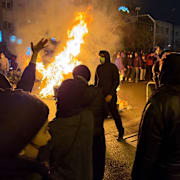 Iranska demonstranter i helgen.