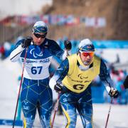 Zebastian Modin ihop med ledsagaren Emil Jönsson under Paralympics i Peking.