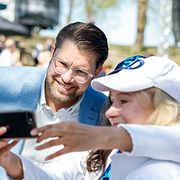 Sverigedemokraternas partiledare Jimmie Åkesson inför sitt vårtal 2024.