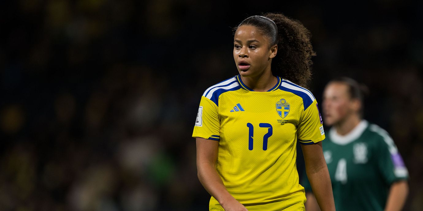 Felicia Schröder under en landslagsmatch 13 oktober.