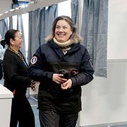 Naaja Nathanielsen när hon röstade för en vecka sedan.