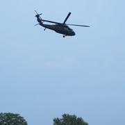 En helikopter över floden Guadalupe. 