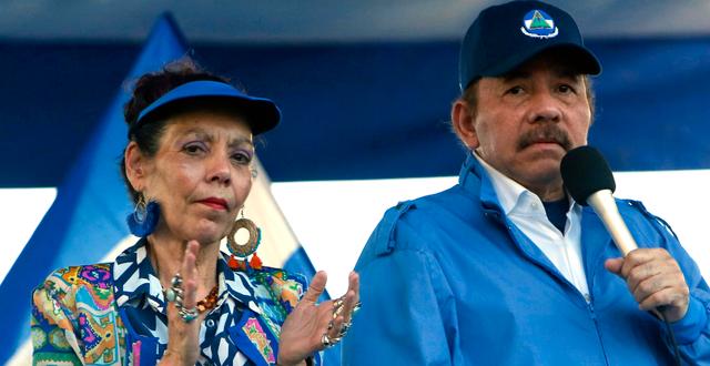  President Daniel Ortega och hans fru, vice president Rosario Murillo.   Alfredo Zuniga / TT NYHETSBYRÅN