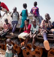 Barn strandade vid gränsen i Renk, Sudan. Sam Mednick / AP