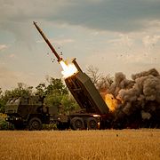 Illustrationsbild av Himars, när det används av ukrainska armén.