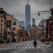 Ödsligt Manhattan under vårens nedstängning.