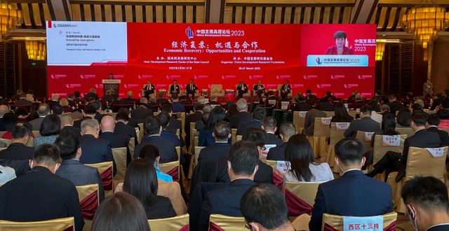 Kristalina Georgieva talade under China Development Forum i Beijing under helgen.  Caroline Chen / AP