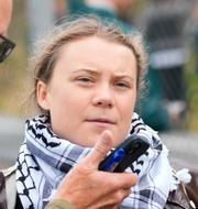 En bild på Greta Thunberg i samband med en klimataktion i augusti. 