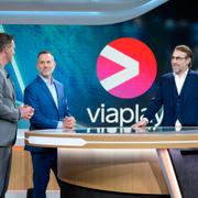 Niklas Jihde, Peter Jihde och Peter Forsberg under Viaplays pressträff inför ishockey-VM 2024.