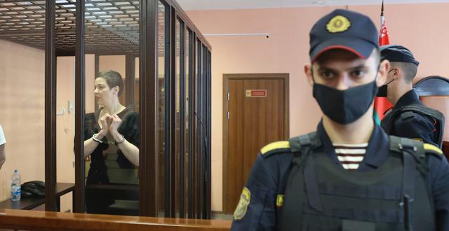Maria Kolesnikova i domstolen i Minsk.  Ramil Nasibulin / TT NYHETSBYRÅN