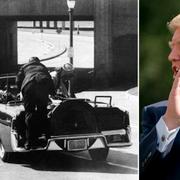 Bild från mordet på John F Kennedy och president Donald Trump.