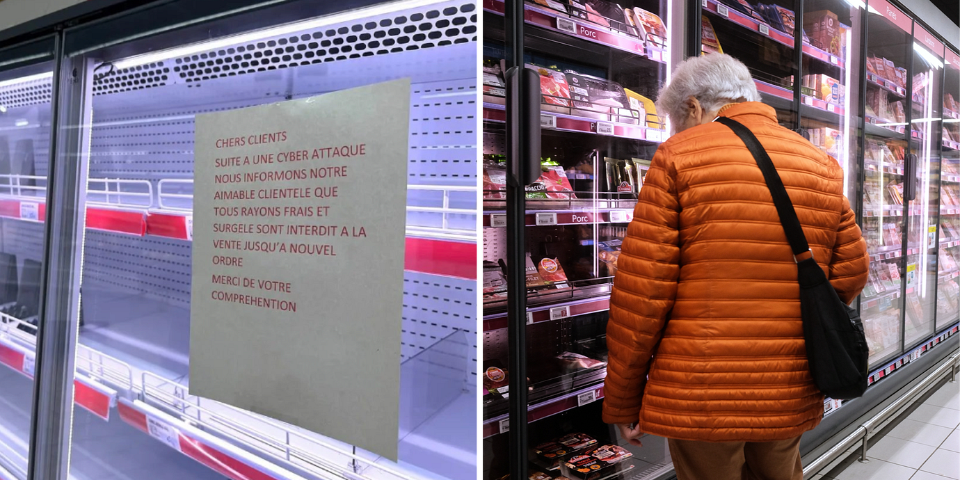 Franska frysar och kylar gapade tomma efter den stora cyberattacken.