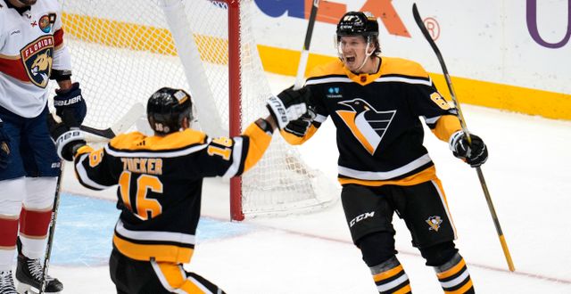 Pittsburgh Penguins Rickard Rakell firar sitt mål. Gene J. Puskar / AP