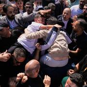 Glädje i Ramallah på Västbanken den 13 oktober.
