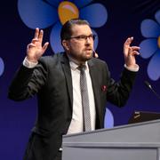 Jimmie Åkesson under sitt tal på landsdagarna.