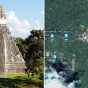 En av de tidigare kända pyramiderna i Tikal/Satellitbild över området från Google. 