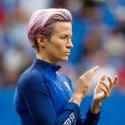 Megan Rapinoe under uppvärmningen.