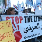 Assyrier i Beirut, Libanon, protesterar mot IS