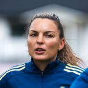 Johanna Rytting Kaneryd under EM-uppladdningen i Åhus.