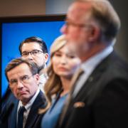 Partiledarna Jimmie Åkesson (SD),  Ulf Kristersson (M),  Ebba Busch (KD) och Johan Pehrson (L).