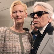 Tilda Swinton med Karl Lagerfeld.