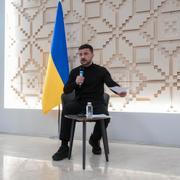 Ukrainas president Volodymyr Zelenskyj under en presskonferens på torsdagen. 