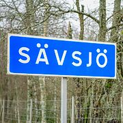 Skylt på Sävsjö.