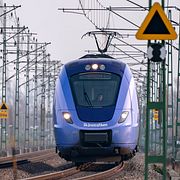 Ett av Skånetrafikens Pågatåg på västkustbanan.