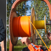 Anders Ygeman och installation av fiber för bredband vid en fastighet i Piteå.