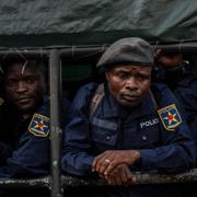 Kongolesiska soldater som togs till fånga av M23 efter strider i Goma.