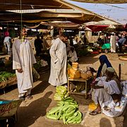 En matmarknad i Khartoum i Sudan.