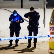 Polisen efter skottlossningen. 