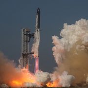 SpaceX's Starship rocket lifts off during a test flight from Starbase, Texas, Friday, May 22, 2026. (AP Photo/Eric Gay)  TXEG528