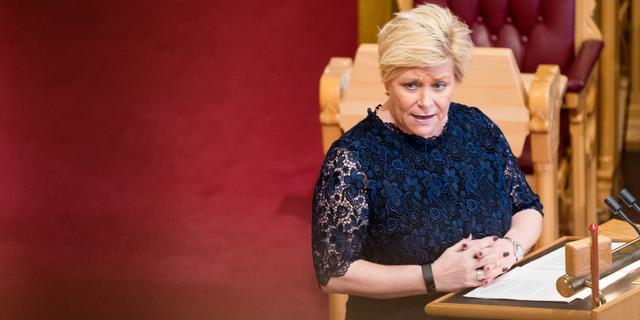 Finansminister Siv Jensen. Kallestad, Gorm / TT NYHETSBYRÅN