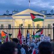 Propalestinska aktivister utanför Vita huset 2023. Arkivbild.