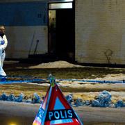 Polisen i arbete i centrala Nässjö i februari förra året.