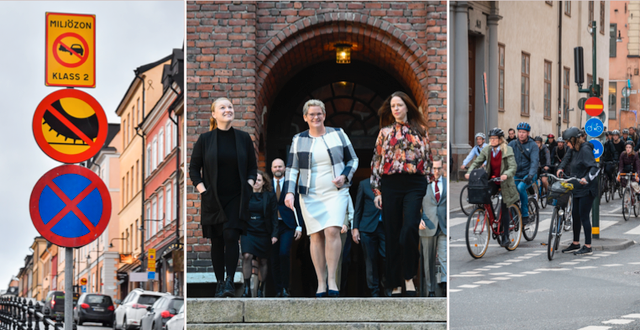 Det rödgröna styret i Stockholms stad vill se bilfria zoner i innerstaden och fler cyklister.  TT
