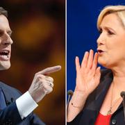 Mittenkandidaten Emmanuel Macron och Nationella Frontens partiledare Marine Le Pen.