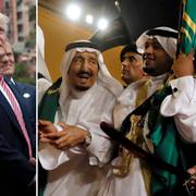 Emmanuel Macron och Donald Trump/kung Salman av Saudiarabien och Donald Trump.