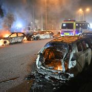 Bilbränder på Ramels väg på Rosengård i Malmö i natt. 