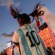 Argentinska fans i Buenos Aires, en dag innan finalen.