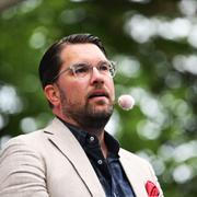 Sverigedemokraternas partiledare Jimmie Åkesson (SD) under talet. 