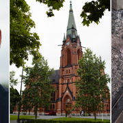 Hans Lindberg (S), Umeå Stads Kyrka och blommor vid kyrkan. 