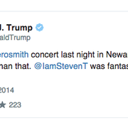 Förra året var Trump på Aerosmith-konsert.