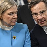 Statsminister Ulf Kristersson (M)  och Socialdemokraternas partiledare Magdalena Andersson.