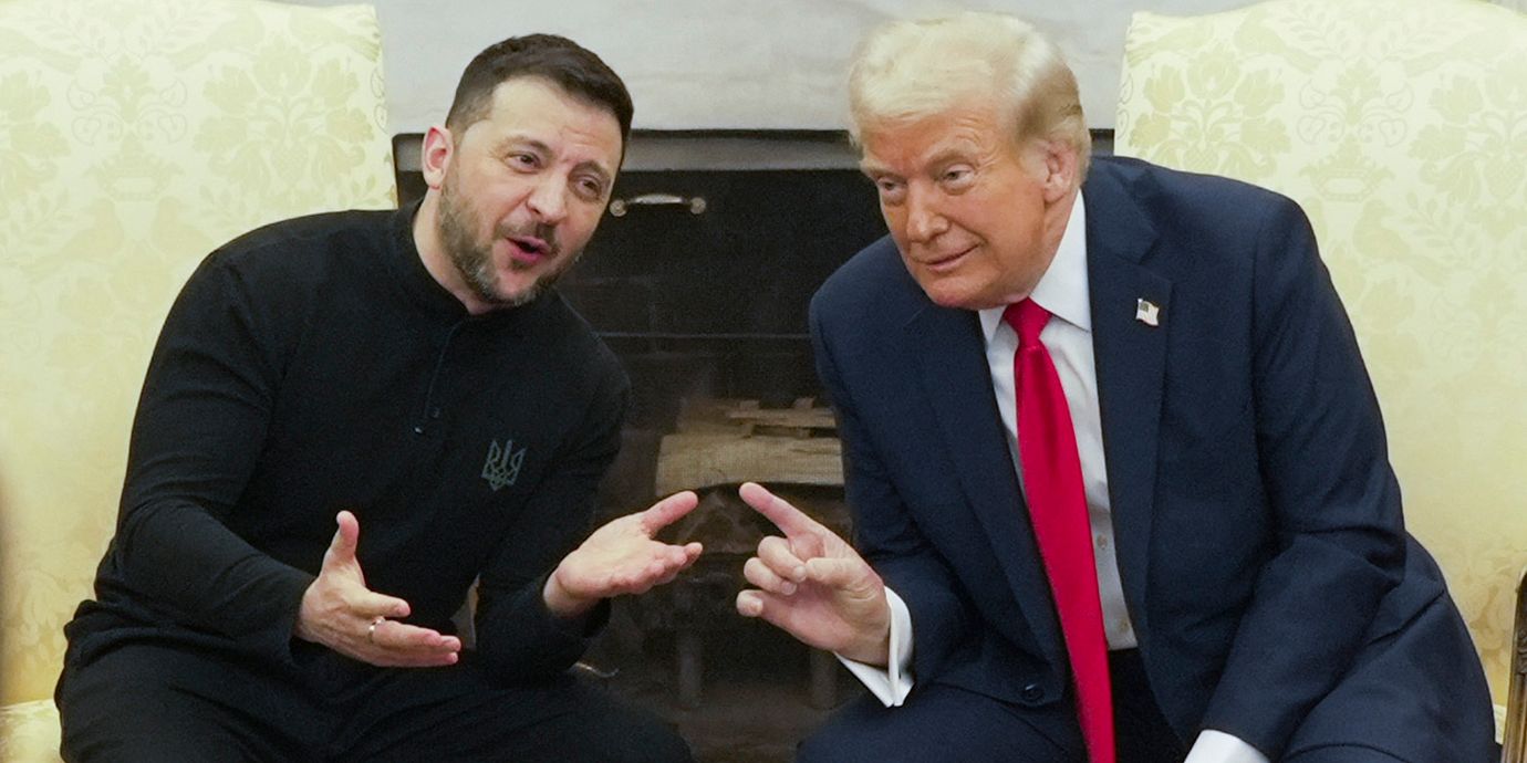 Bild från Trump och Zelenskyjs bråk i Vita huset i februari 2025.
