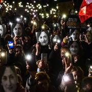 Manifestation för mördade jorunalisten Daphne Caruana Galizia i Valetta, Malta.