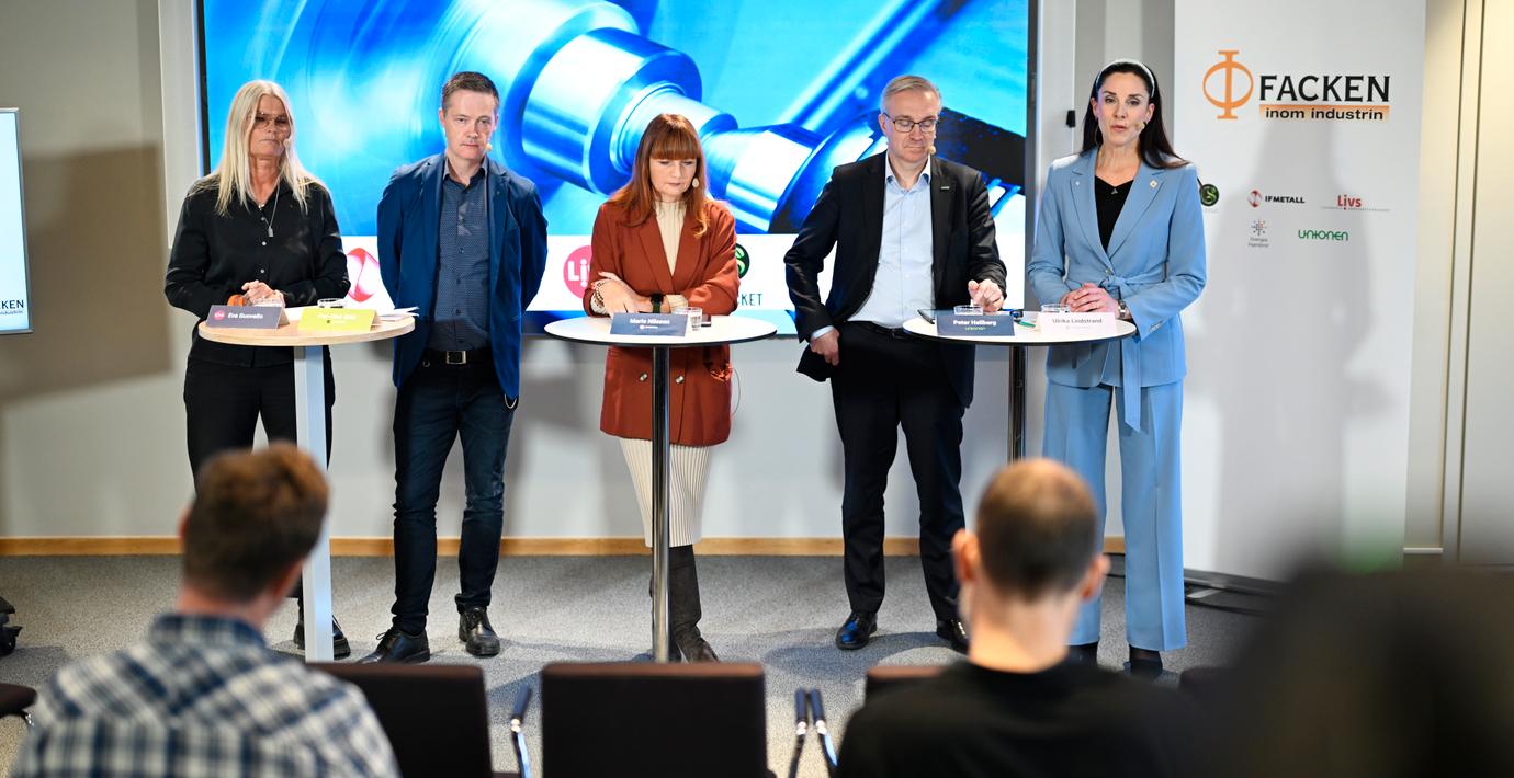 Eva Guovelin, Livs, Per-Olof Sjöö, GS-Facket, Marie Nilsson, IF Metall, Peter Hellberg, Unionen och Ulrika Lindstrand, Sveriges Ingenjörer.