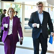 Finansminister Elisabeth Svantesson (M) och justitieminister Gunnar Strömmer (M).