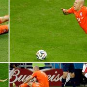 Arjen Robben faller, och faller, och faller.